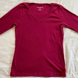 Eddie Bauer Long Sleeved Top in Raspberry Women's M